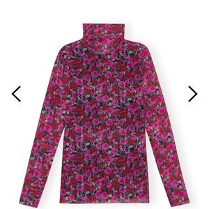 NWT- GANNI Floral Mesh Roll Neck Sz36 / US Small